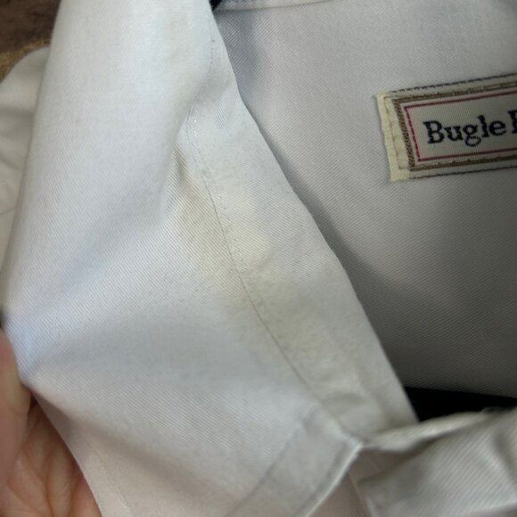 Bugle Boy Company Vintage White Cotton Crest Logo Short Sleeve Shirt Size Large - Picture 3 of 7